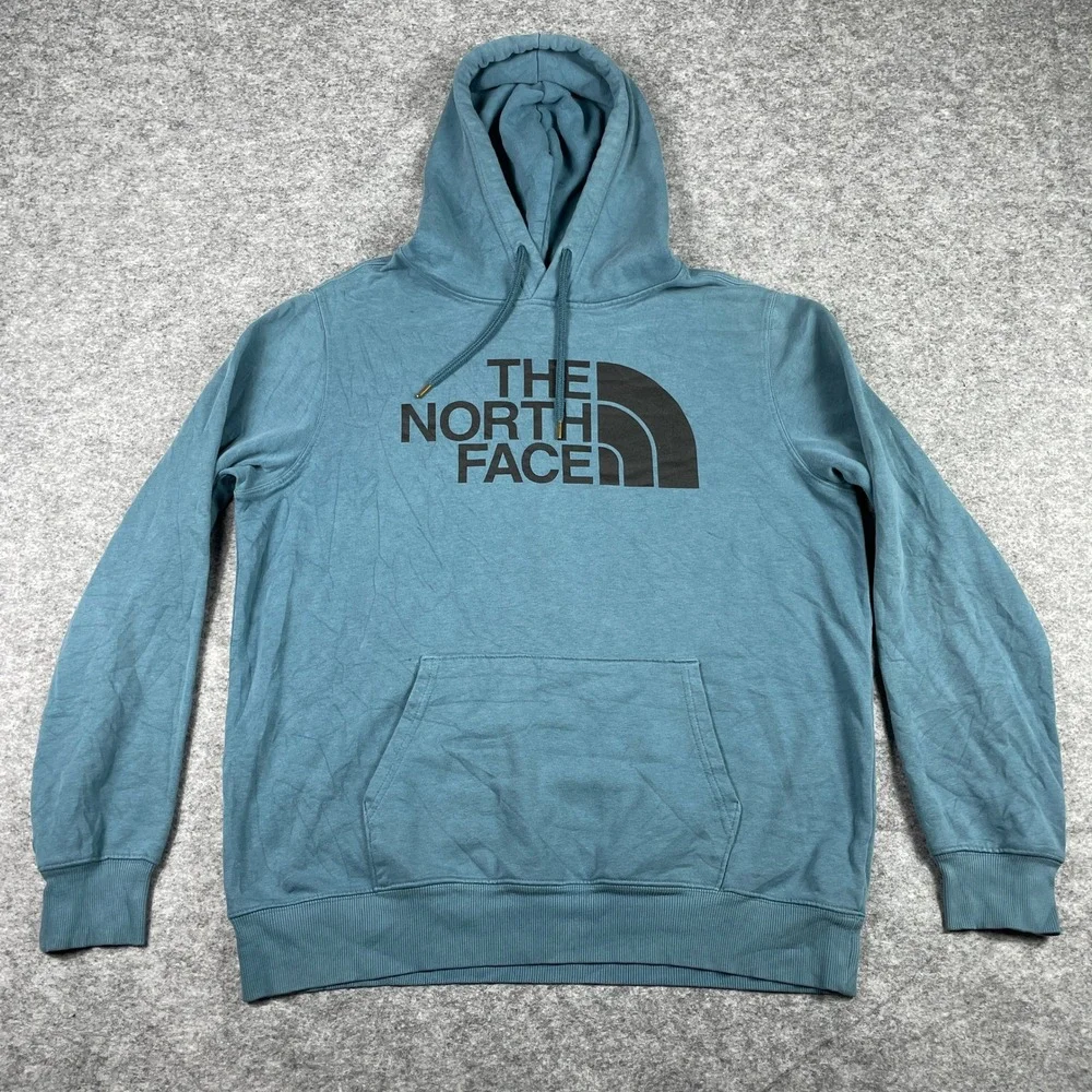 The North Face Hoodie Mens Large Blue Half Dome Pullover Fleece Sweatshirt